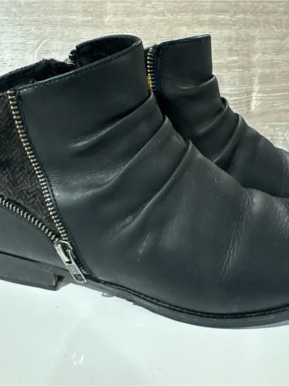 Women's Caterpillar CAT Black Leather Ankle Boot with Side Zipper